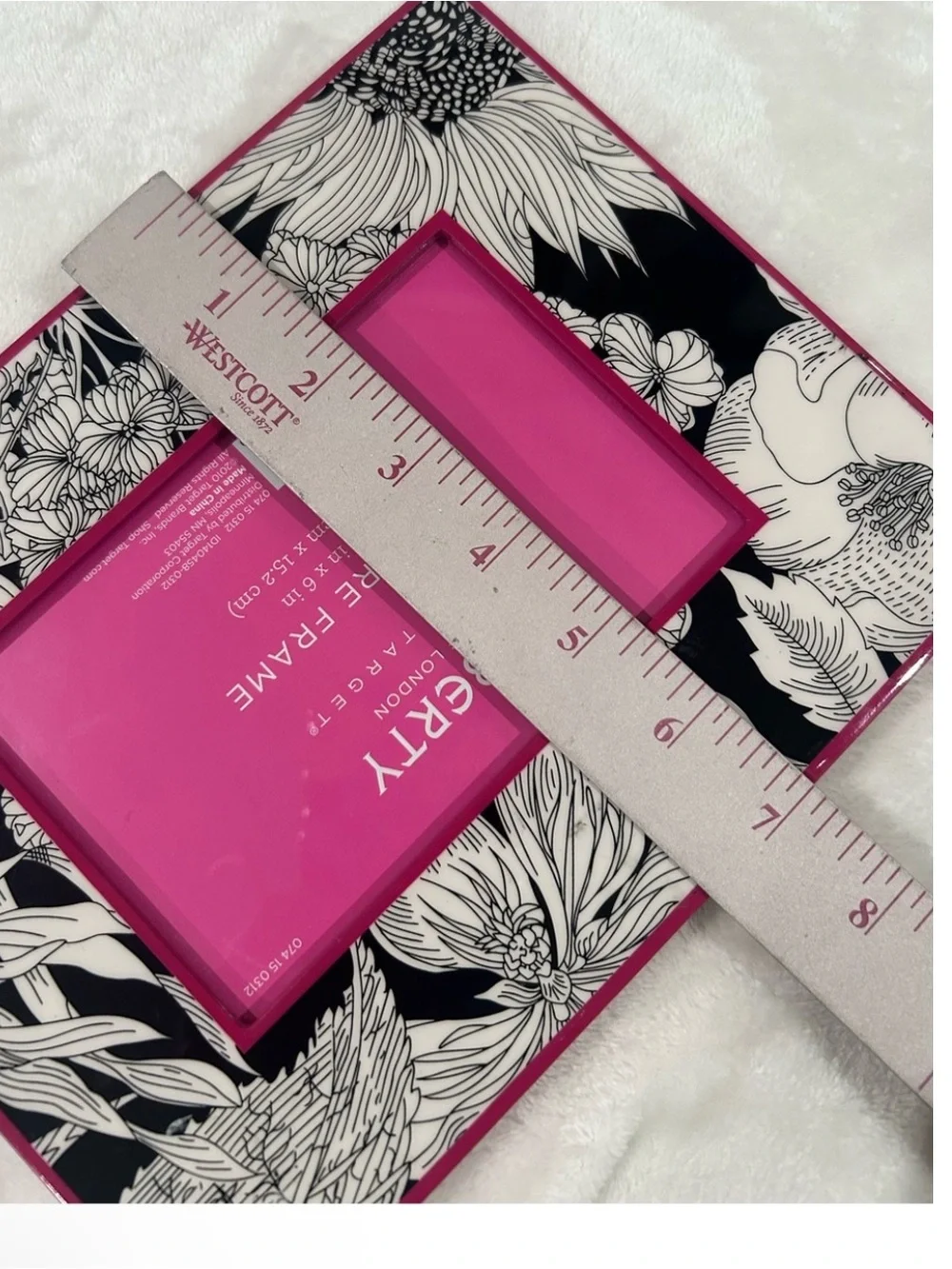 Liberty of London Black & White Floral Picture Frame Pink Trim Target 2010 4x6